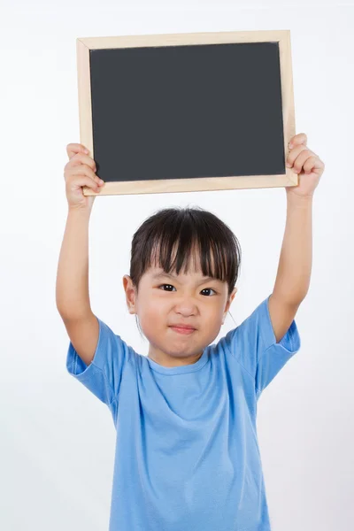 Asian Little Chinese Girl Holding a Blackboard — Stock Photo, Image