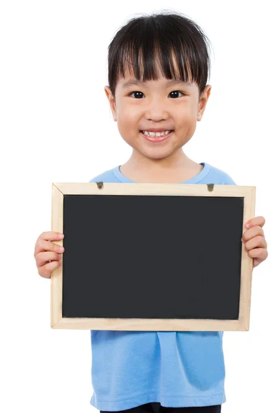 Asian Little Chinese Girl Holding a Blackboard — Stock Photo, Image
