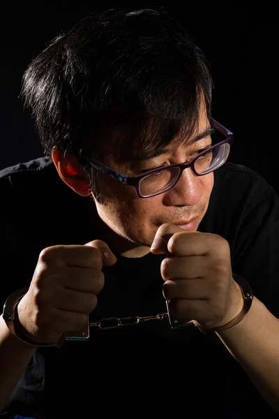 Asian Chinese Man with handcuffs — Stock Photo, Image