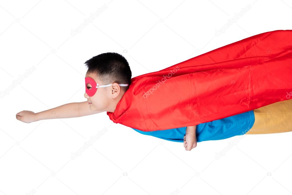 Asian Chinese boy wearing super hero costume