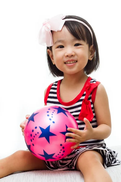 Asian Chinese Girl Holding Ball — Stock Photo, Image