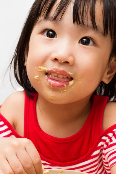 Chica china comiendo Durian — Foto de Stock