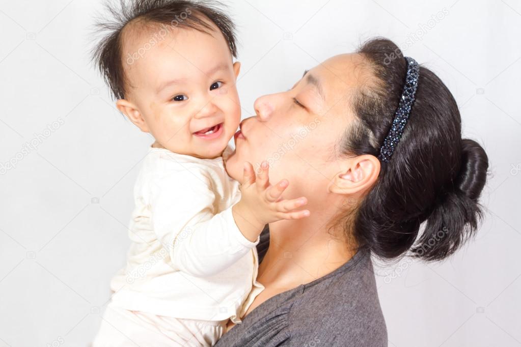 Asian Mom and baby