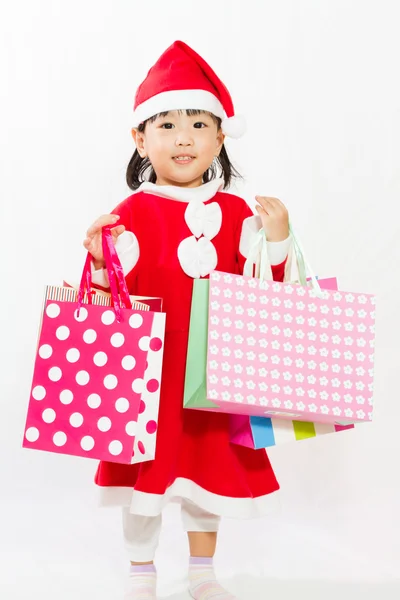 Азіатські маленька Санта-Клауса з покупки сумка — стокове фото