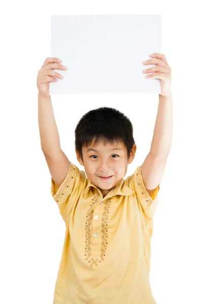 Asijské čínské děti drží prázdné tabule. — Stock fotografie