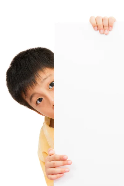 Asian Chinese Children Holding blank white board. — Stock Photo, Image