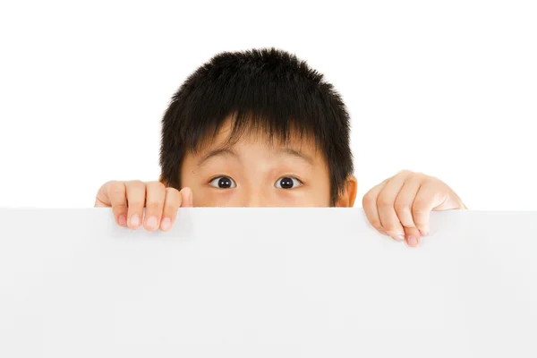 Asian Chinese Children Holding blank white board. — Stock Photo, Image