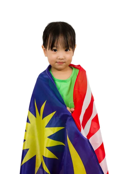 Asian Chinese Little girl with Malaysia Flag — Stock Photo, Image