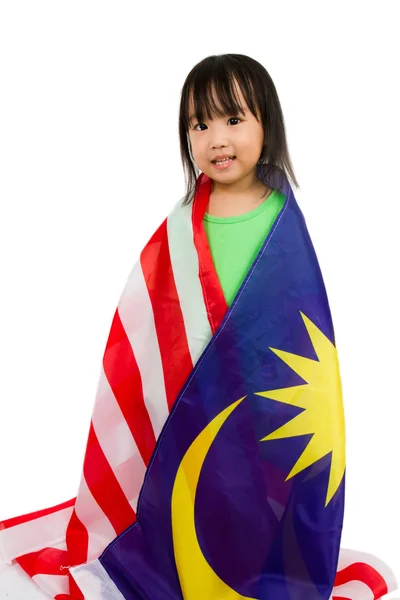 Asian Chinese Little girl with Malaysia Flag — Stock Photo, Image