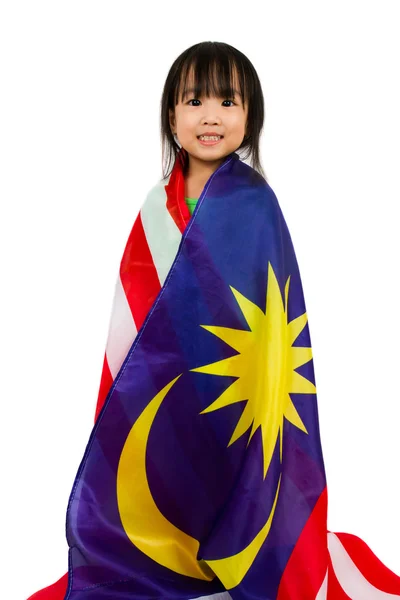 Asian Chinese Little girl with Malaysia Flag — Stock Photo, Image