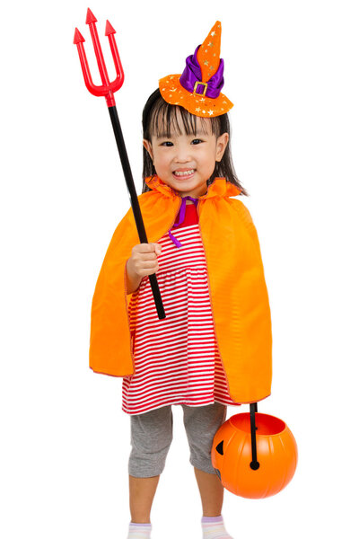 Asian Chinese Little girl celebrate Halloween.