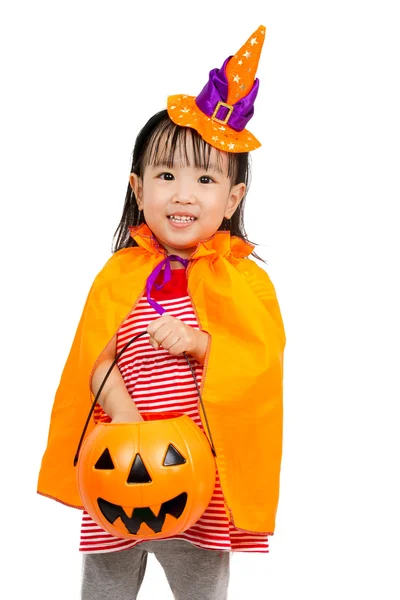 Asian Chinese Little girl celebrate Halloween. — Stock Photo, Image