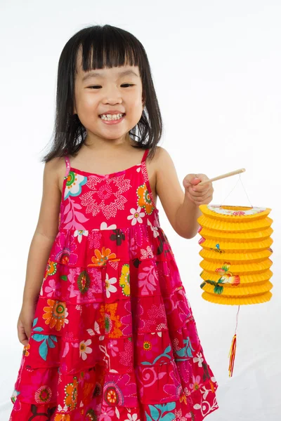 Chinesisches kleines Mädchen mit Laterne — Stockfoto