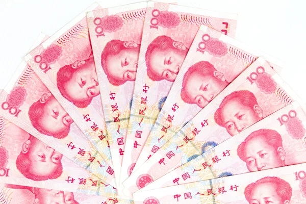 白い背景に中国の通貨 — ストック写真