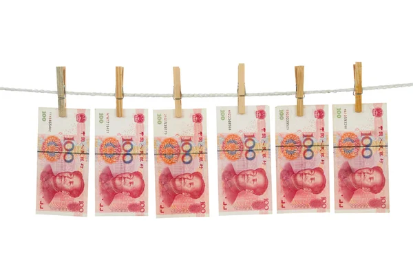 De munt van China op Clothesline — Stockfoto