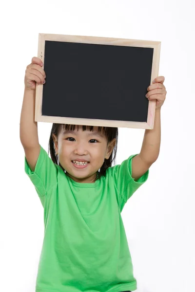 Asiático chinês menina segurando quadro — Fotografia de Stock