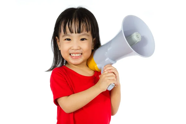 Asijské čínská holčička drží megafon — Stock fotografie