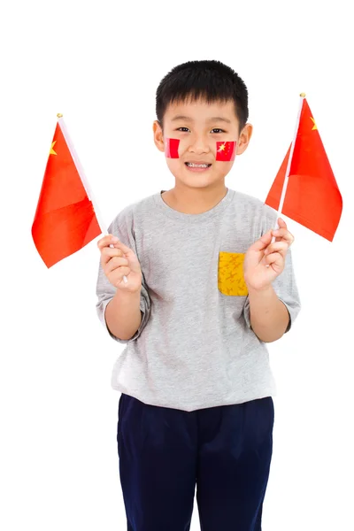 Niño chino asiático con bandera de China —  Fotos de Stock