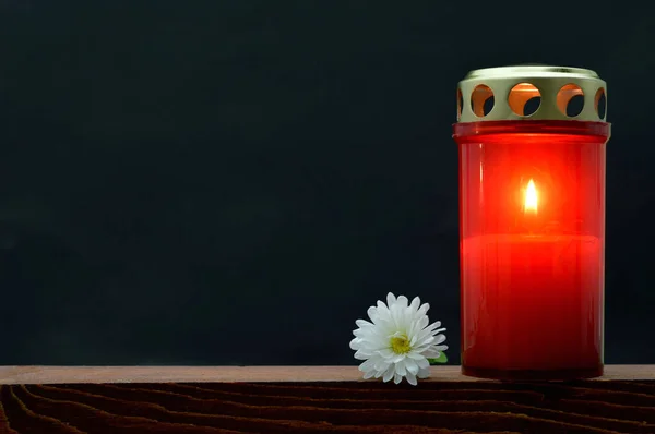 All Saints Day Burning Candle — Stock Photo, Image