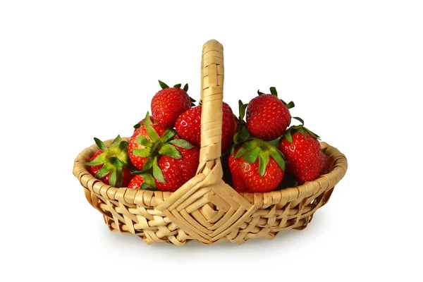 Strawberries Basket Isolated White Background — Stock Photo, Image