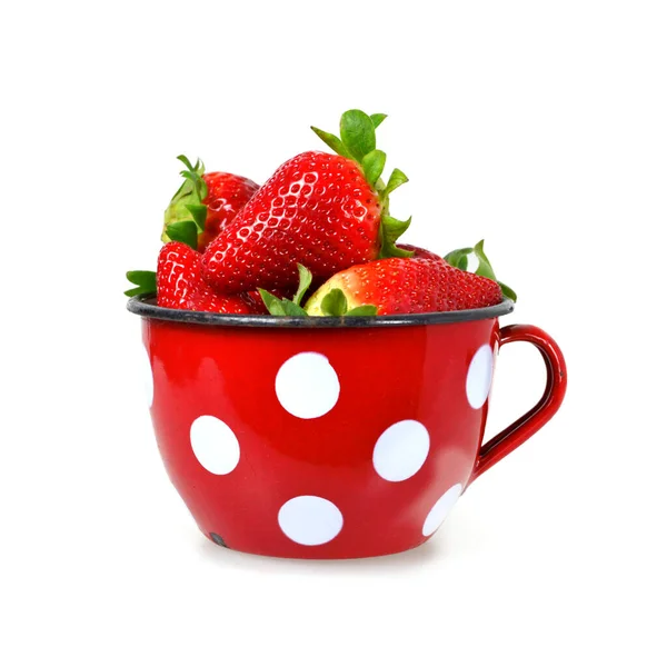 Strawberries Mug Isolated White Background — Stock Photo, Image