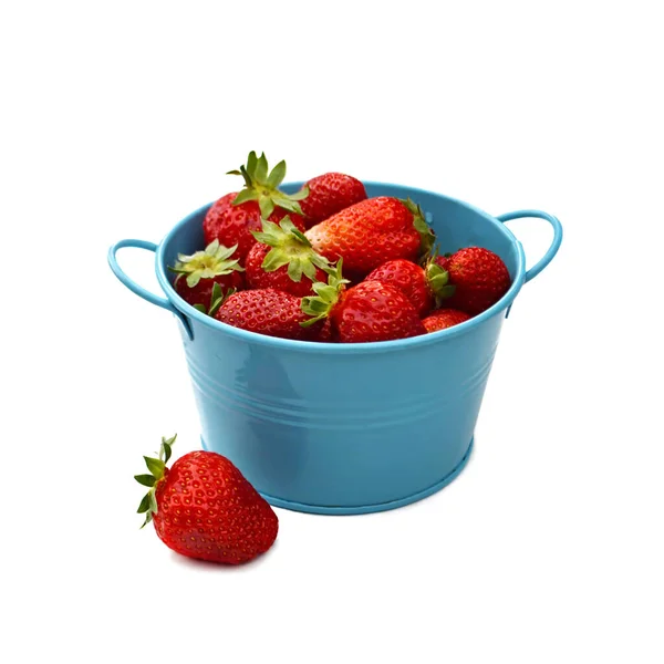 Bowl Fresh Strawberries Isolated White Background — Stock Photo, Image