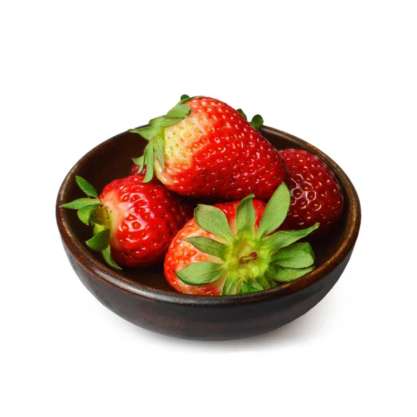 Strawberries Bowl Isolated White Background — Stock Photo, Image