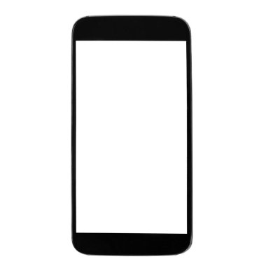 Beyaz arkaplanda boş ekran izole edilmiş akıllı telefon