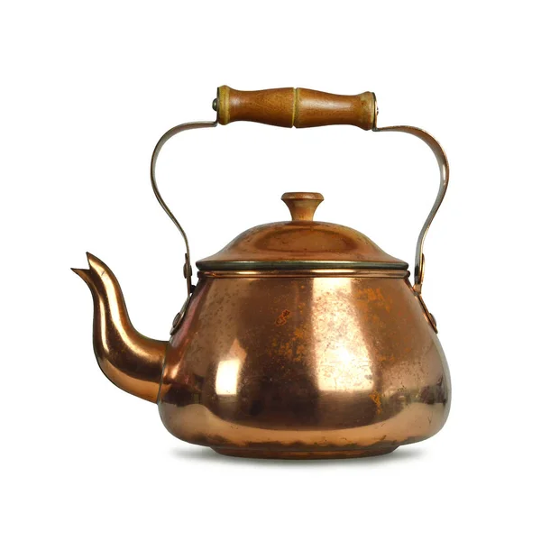 Old Copper Teapot Isolated White Background — Stock Photo, Image