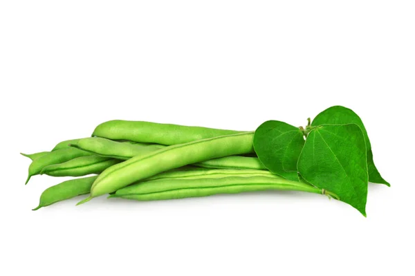 Hele Rauwe Groene Bonen Geïsoleerd Witte Achtergrond — Stockfoto