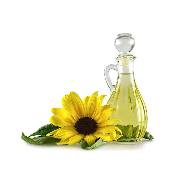 Sunflower Oil Decanter Isolated White Background — Stock Photo, Image