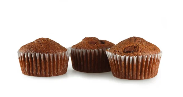 Cupcakes Chocolat Isolés Sur Fond Blanc — Photo