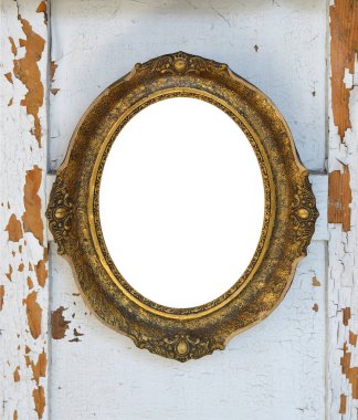 Beyaz grunge arkaplanındaki boş vintage resim çerçevesi