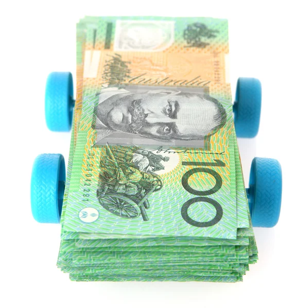 바퀴와 호주 돈을 스택 — 스톡 사진