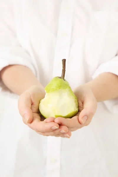 Hands holding pear — Stock Photo, Image