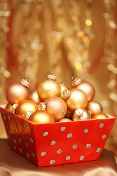 Gold christmas baubles — Stock Photo, Image