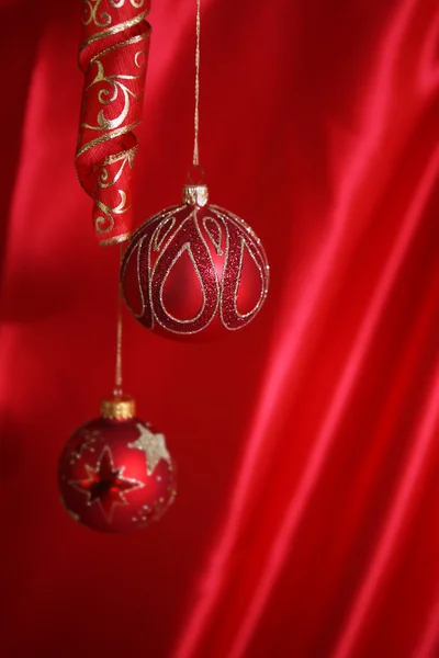 Beautiful red christmas baubles — Stock Photo, Image