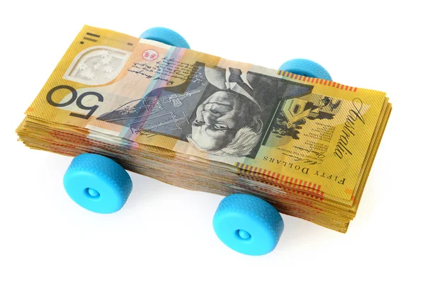 바퀴와 호주 돈을 스택 — 스톡 사진