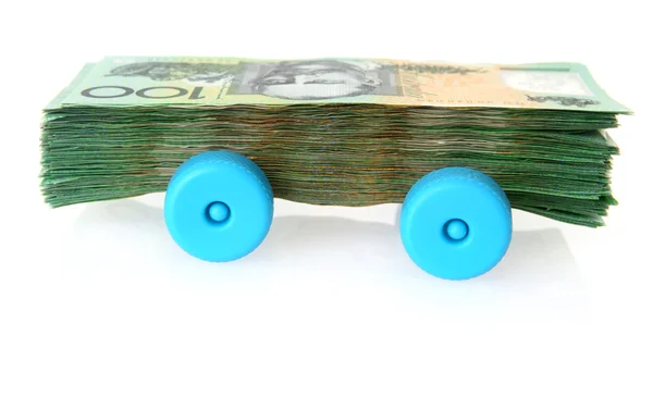 Australian Money stack with wheels — Stock Photo, Image