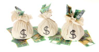 Australian Money with money bags clipart