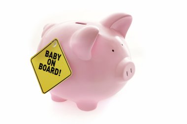 Piggy Bank and sign baby on board