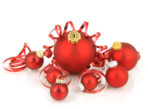 Red christmas baubles — Stock Photo, Image