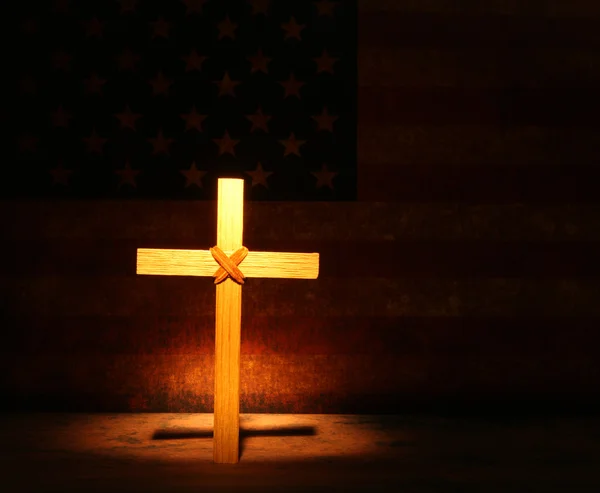 Wooden cross in light — Stock Photo, Image