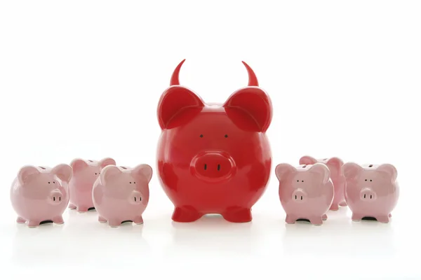 Piggy banks op wit — Stockfoto