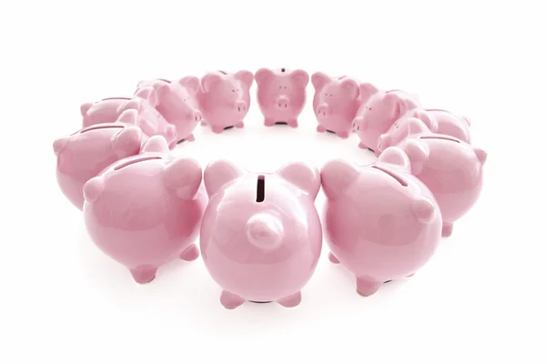 Piggy Banks on white — Stock Photo, Image