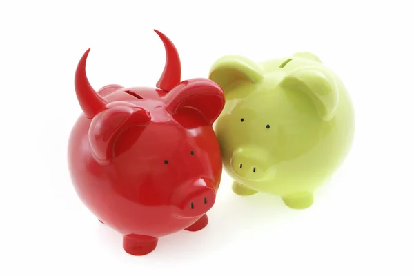 Piggy banks op wit — Stockfoto