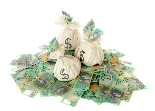 Australian Money with money bags — Stok fotoğraf