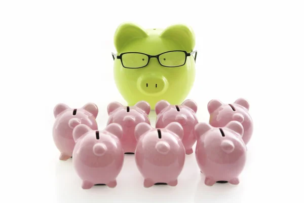 Piggy banks op wit — Stockfoto