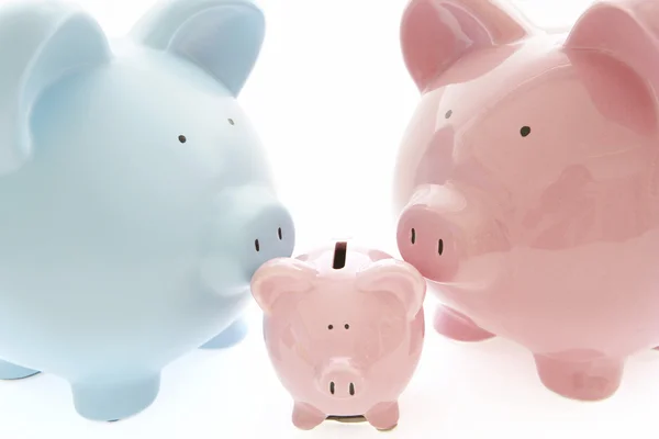 Piggy banks op wit — Stockfoto