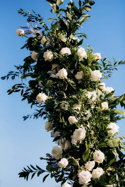 Elegantes Decoraciones Boda Hechas Flores Naturales Elementos Verdes — Foto de Stock